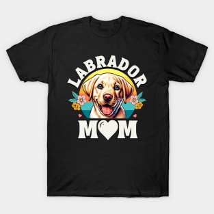 Colorful Labrador Mom Retro Sunset Dog Lover Mothers Day T-Shirt